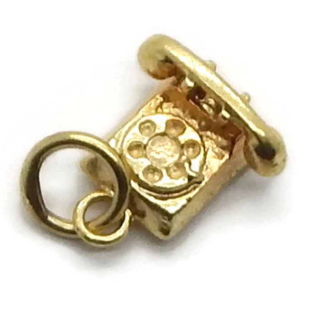 Telephone Vintage Pendant Charm 14k Yellow Gold - Picture 3 of 6